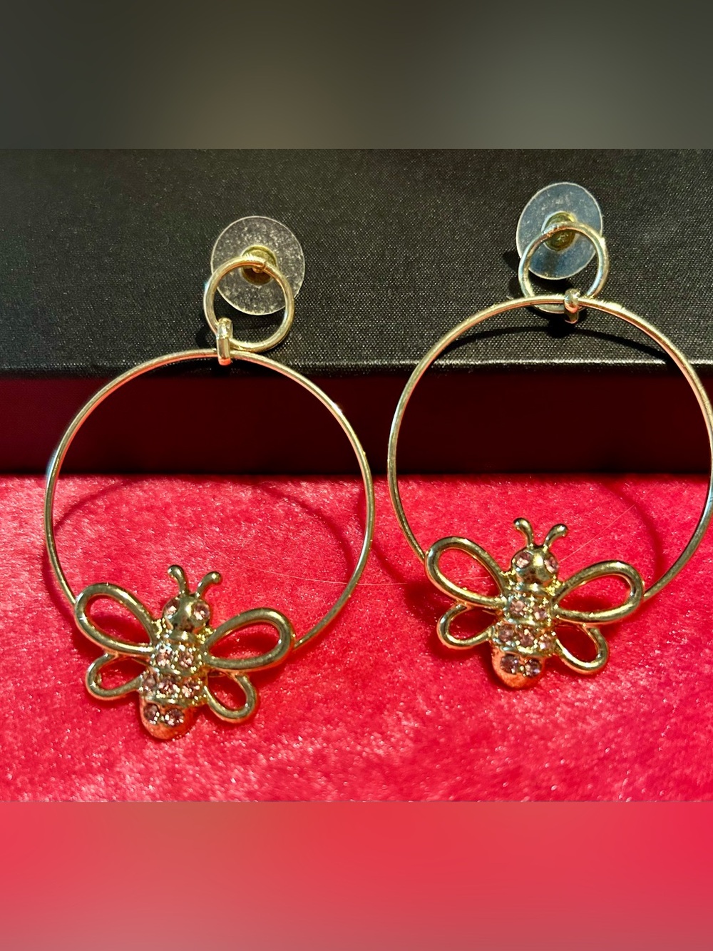Gold Bee Hoop Earrings - Women Jewelry